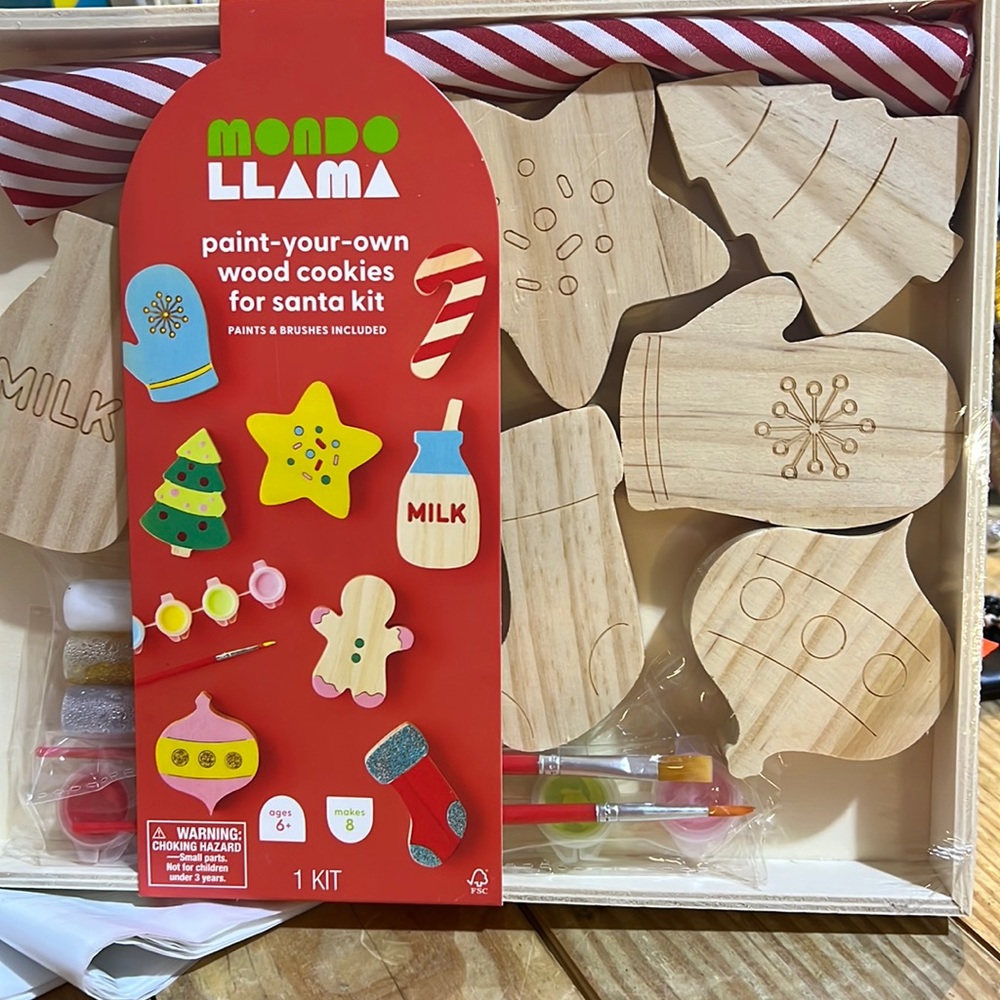 Mondo Llama paint your own wood cookies for santa kit